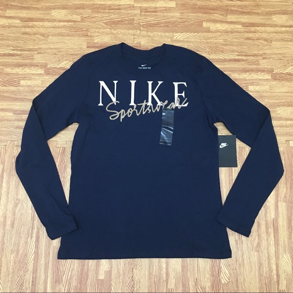 Nike Sportswear Navy Gold Metallic Longsleeve FB7